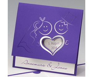 Einladungskarte Herz in Violett 722103D-Bild