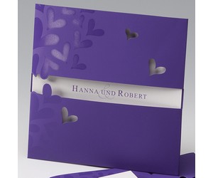 Einladungskarte Herzblatt in Violett 722087D-Bild